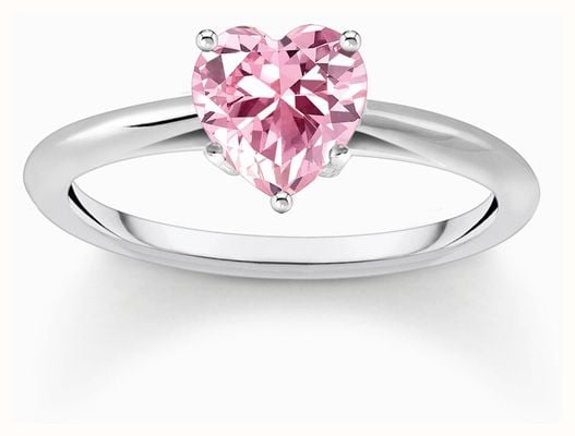 Thomas Sabo Heart Cut Pink Zirconia Sterling Silver Ring Size 54 TR2476-051-9-54