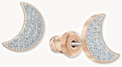 Swarovski Swarovski Moon Pierced Earrings, Rose Gold, White 5523559