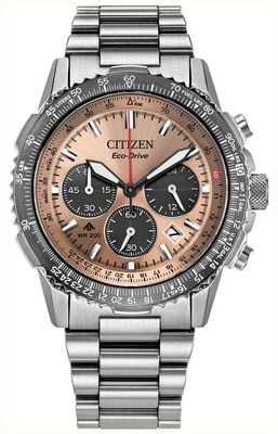 Citizen Eco-Drive Promaster Air Navihawk Chronograph (40mm) Salmon Dial / Stainless Steel Bracelet CA4664-60X