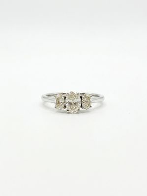 0.69ct Oval Natural Diamond Platinum Trilogy Ring SR150