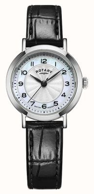 Rotary Dress Quartz (27mm) White Mother-of-Pearl Dial / Black Leather Strap LS05420/68