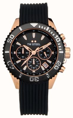 TW Steel Men's Vanceur Diver (42mm) Black Chronograph Dial / Black Rubber Strap VA3