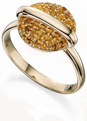 Fiorelli Gold Eclipse Ring 9k Gold Citrine Pavé Disc GR490