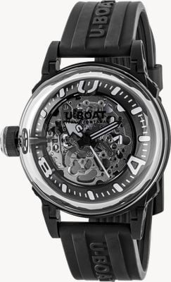 U-Boat U-65 Automatic PVD (44mm) Skeleton Dial / Black Silicone Strap 3349