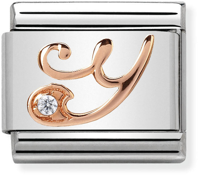 Nomination Classic Letter Y 9ct Rose Gold & Steel Charm 430310/25