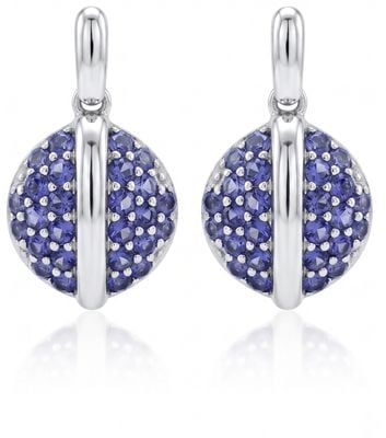 Fiorelli Gold 9k White Gold Iolite Pavé Disc Earrings GE2056