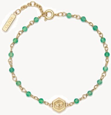 Olivia Burton Trend Edition Minima Bee Green and Gold Plated Beaded Charm Bracelet 24100175