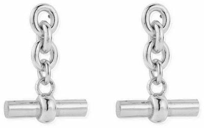 ChloBo Anchor Chain 3 Link T-Bar Sterling Silver Earrings CC-S-ER-6-S1