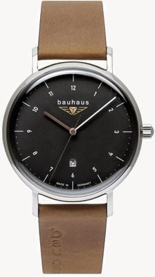 Bauhaus Classic Quartz (41mm) Anthracite Dial / Brown Leather Strap 21422