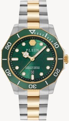 Philipp Plein AQUASTORM Quartz (44mm) Green Sunray Dial / Two-Tone Stainless Steel Bracelet PW2GA0526