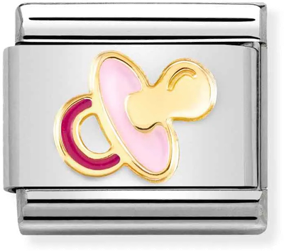 Nomination Classic Pink Pacifier 18ct Gold & Steel Charm 030272/62