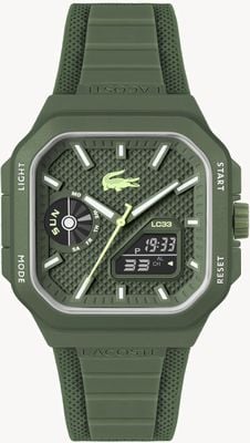 Lacoste LC33 Square Multi-function (35mm) Green Dial / Green Silicone Strap 2011505