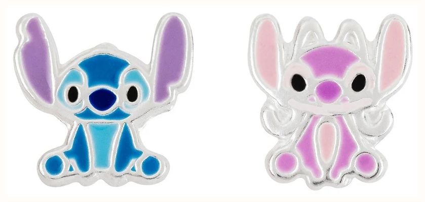 Disney Sterling Silver Stitch Angel Mismatch Stamp Stud Earrings E906666SL.PA