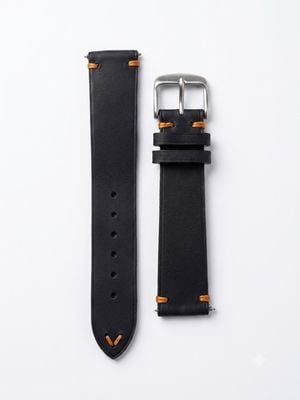 Damasko Vintage Strap "Horse" With Pin Buckle Black With Orange Watch J75702