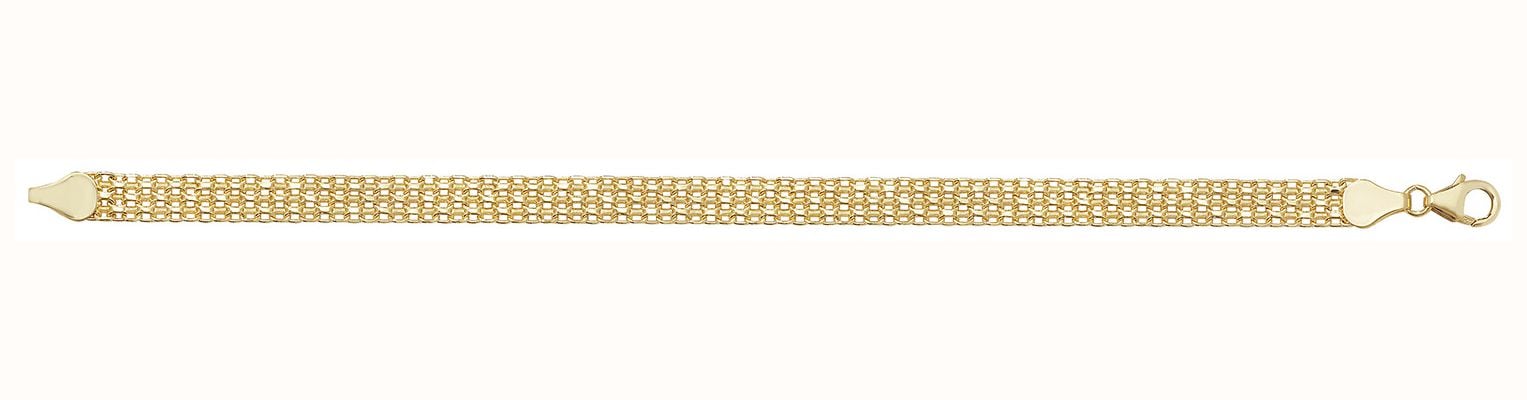 James Moore TH Women's 9ct Yellow Gold 7.5 Inches Flat Woven Bracelet BR591