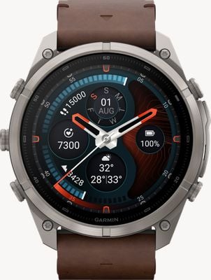 Garmin Fenix 9 Pro InReach 51mm Premium GPS Smartwatch - Titanium (Walnut Leather + Black Silicone) Watch 010-04337-41