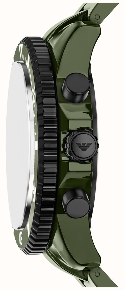 Emporio Armani Solar Chronograph (44mm) Green Dial / Green Ceramic Bracelet AR70023 - alternate view 2