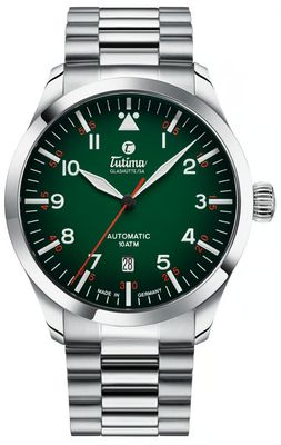 Tutima Glashütte Flieger Automatic (41mm) Night Green Dégrade Dial / Stainless Steel Bracelet 6105-30