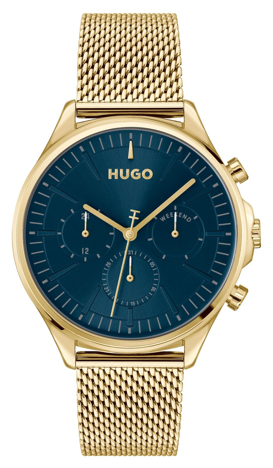 Hugo 1530410 #Smash Multifunction (43Mm) Blue Dial / Gold Watch