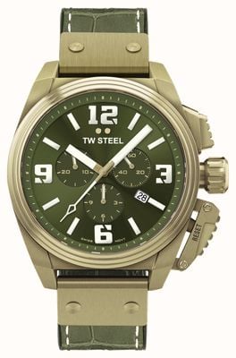 TW Steel Canteen Chronograph Bronze (46mm) Olive Green Dial / Olive Green Leather Strap TW1015
