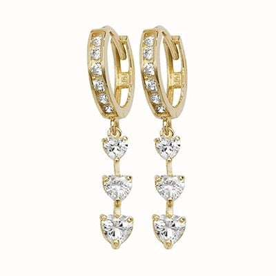 James Moore TH 9k Yellow Gold Cubic Zirconia Drop Earrings ER1112