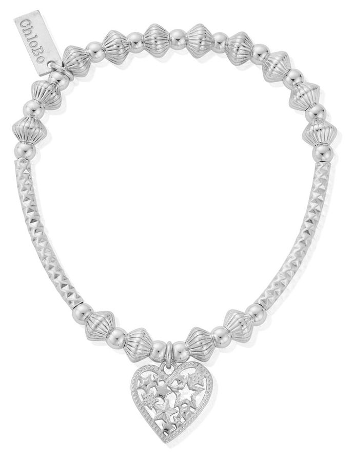 ChloBo SBHNCD3380 Pattern Noodle Disc Starry Heart Bracelet Jewellery
