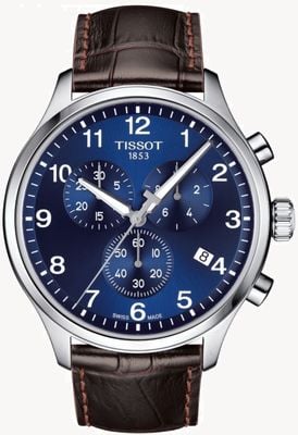 Tissot Men's T-sport XL Chronograph Blue Dial Brown Leather Strap T1166171604700