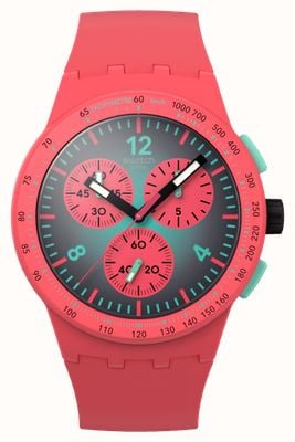 Swatch PARADISO KINETIKO (42mm) Gradient Turquoise Dial / Gradient Dark Pink Silicone Strap SUSP100