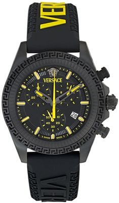 Versace FORNAX Quartz Chronograph (44mm) Black Dial / Black Silicone Strap VE0W00225
