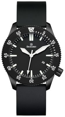 Damasko DSUB50 DAMEST Manufacture Automatic (43mm) Black Dial / Black Rubber Strap Watch DSUB50-BLACK BLACK RUBBER