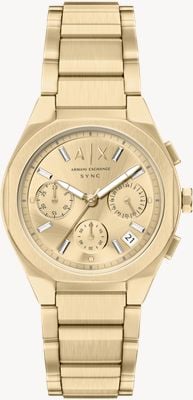 Armani Exchange Quartz Chronograph (36mm) Gold Sunray Dial / Gold PVD Stainless Steel Bracelet AX6034