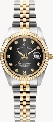 Jacques Du Manoir Inspiration Elegance (31mm) Black Dial / Two-Tone Stainless Steel Bracelet JWL01207
