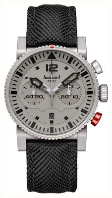 Hanhart PRIMUS Monochrome Pilot Automatic Chronograph (44mm) Grey Dial / Black Textile Strap - M 740.240-3020