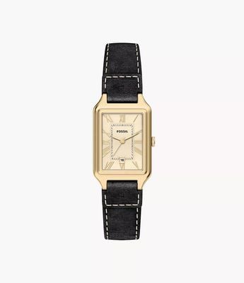 Fossil Raquel 23 mm Three-Hand Date Black Leather Fossil Watch ES5505