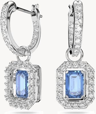 Swarovski Millenia | Hoop Earrings | Octagon Cut Crystals | Rhodium Plated | Blue 5619500