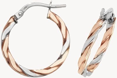 Treasure House 9ct Rose/White Gold 15mm Hoop Earrings ER1041RW-15