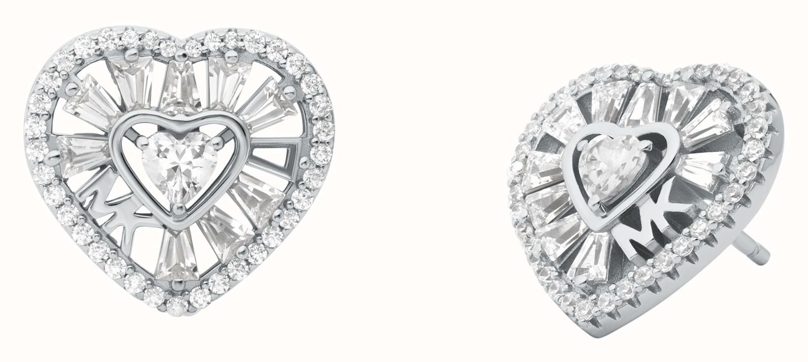 Michael Kors LOVE Sterling Silver Cubic Zirconia Heart Stud Earrings MKC1691CZ040 First Class Watches