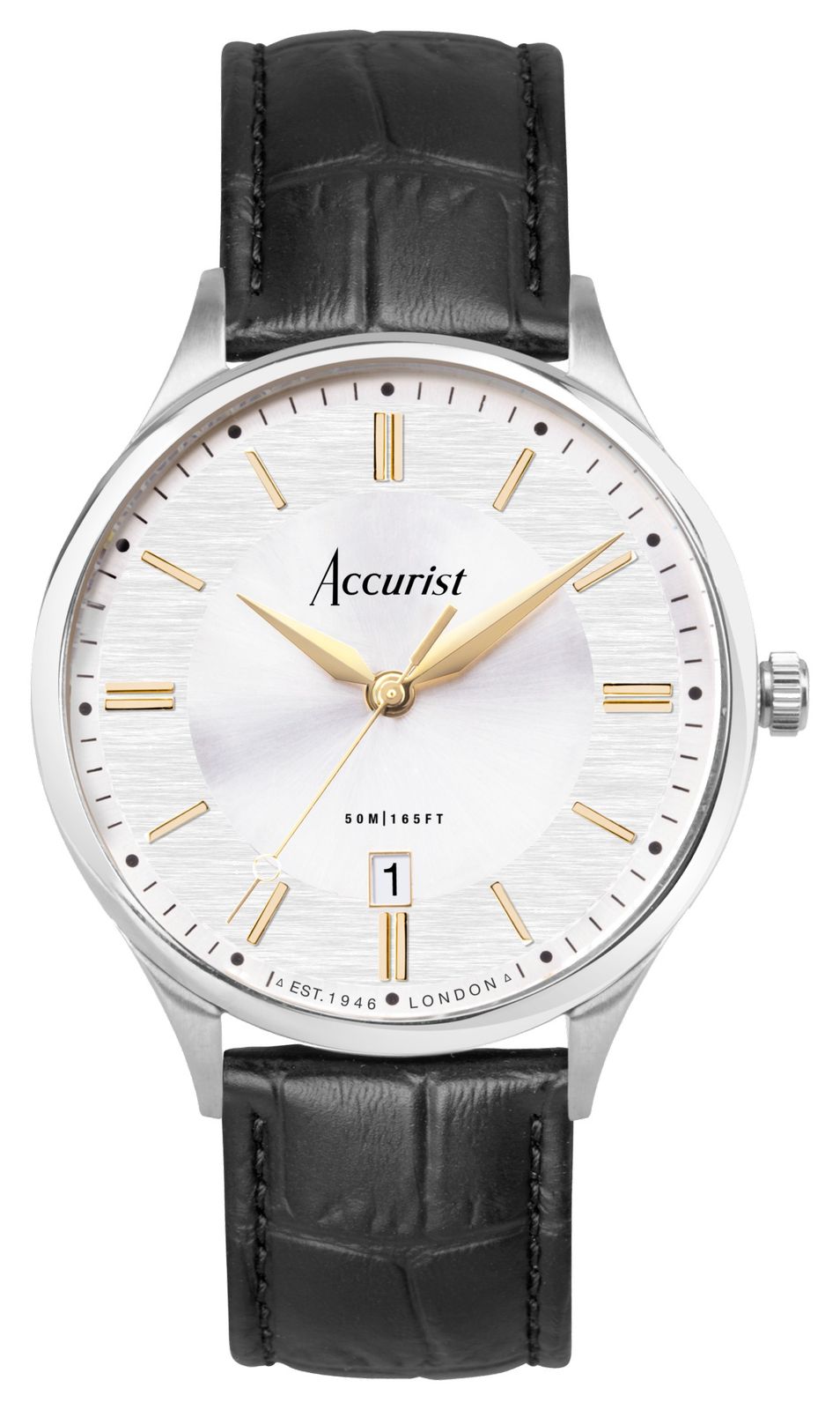 Accurist 73004 Men's Classic (37mm) Silver Dial / Black Watch