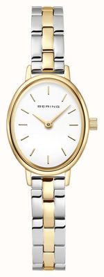 Bering Classic Oval Quartz (20mm) White Dial / Two-Tone Stainless Steel Bracelet Watch 11020-714