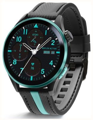 Reflex Active Series 54 AMOLED GPS Smart Calling Watch - Black & Turquoise RA54-2232