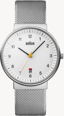 Braun BN0032 Classic Quartz (40mm) White Dial / Stainless Steel Mesh Bracelet Watch BN0032WHSLMHG