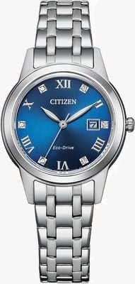 Citizen Women's Silhouette Crystal Eco-Drive Blue Dial Stainless Steel Bracelet FE1240-81L