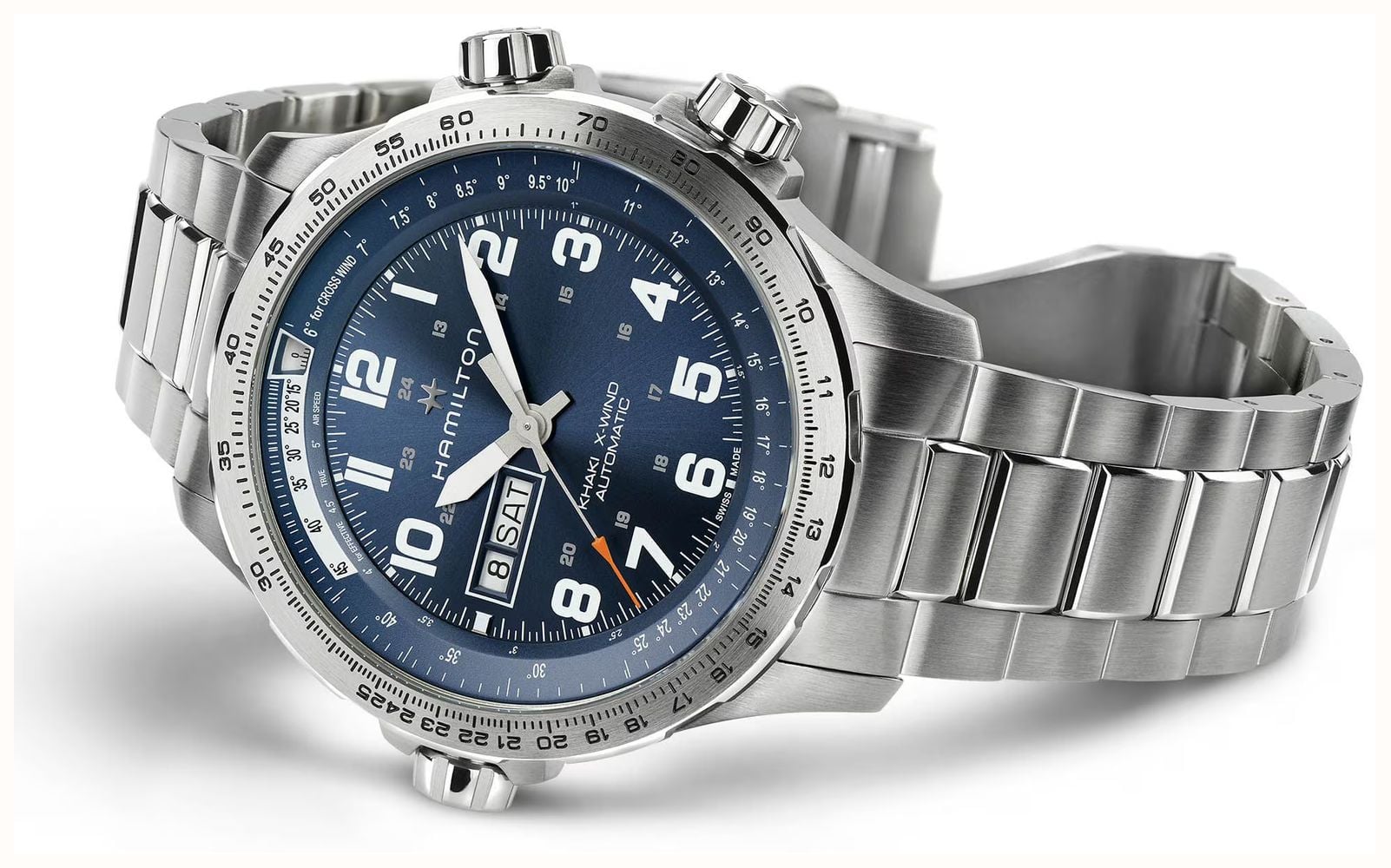 Hamilton Khaki Aviation X-Wind Day-Date Automatic (45mm) Blue Dial / Stainless Steel Bracelet H77765141 - alternate view 2