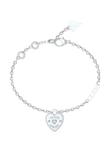 Guess UBB05057RHL Amore Ladies Silver Heart Charm Bracelet Jewellery