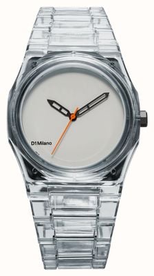 D1 Milano Nylon Exp_Riviera (39mm) Matte Pale Blue Dial / Transparent Pale Blue Nylon Strap NYBJ03