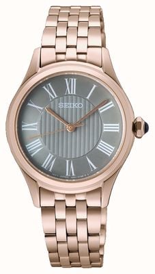 Seiko Caprice Quartz (29.6mm) Light Grey Dial / Rose-Gold PVD Stainless Steel Bracelet SUR614P1