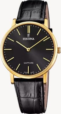 Festina Swiss Made Classic Quartz (39.3mm) Black Dial / Black Leather Strap F20016/3