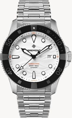 Bremont Supermarine 500M Automatic (43mm) Polar White 3D Wave Pattern Dial / Stainless Steel Bracelet SM43-DT-SS-WH-B