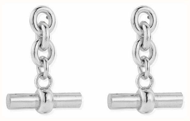 ChloBo Anchor Chain 3 Link T-Bar Sterling Silver Earrings CC-S-ER-6-S1