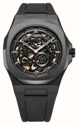 D1 Milano Skeleton Jet Black (41.5mm) Black Skeleton Dial / Black Rubber Strap SKRJ17